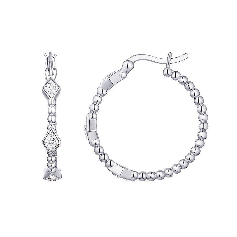 Chrystina Crystal Kite Pattern Silver Tone Hoop Earrings, Womens Product Image