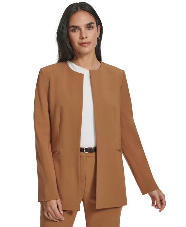 Calvin Klein Womens Collarless Open-Front Jacket Product Image