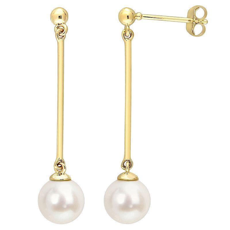 Stella Grace 10k Gold Freshwater Cultured Pearl Drop Earrings, Womens, White Product Image