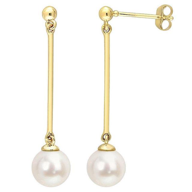 Stella Grace 10k Gold Freshwater Cultured Pearl Drop Earrings, Womens Product Image