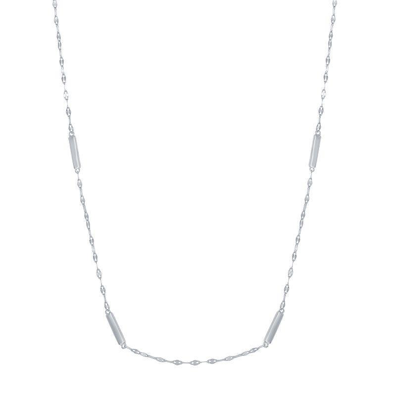 Sterling Silver Bars Twist Chain Necklace, Womens White Product Image