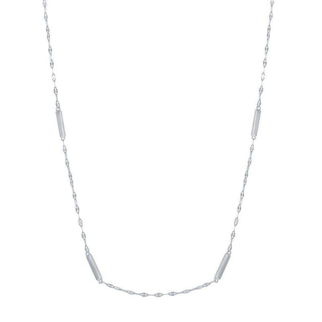 Sterling Silver Bars Twist Chain Necklace, Womens White Product Image