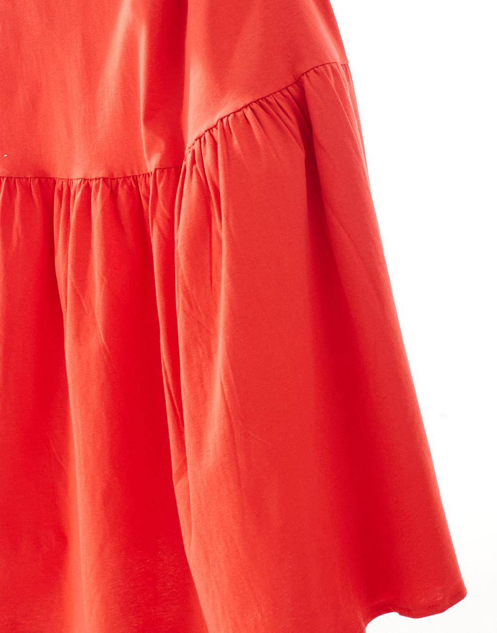 Mango halterneck tiered midi dress in red Product Image