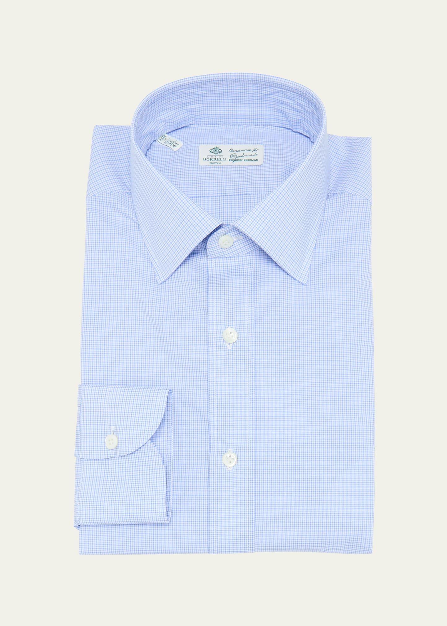 Mens Cotton Micro-Check Dress Shirt Product Image