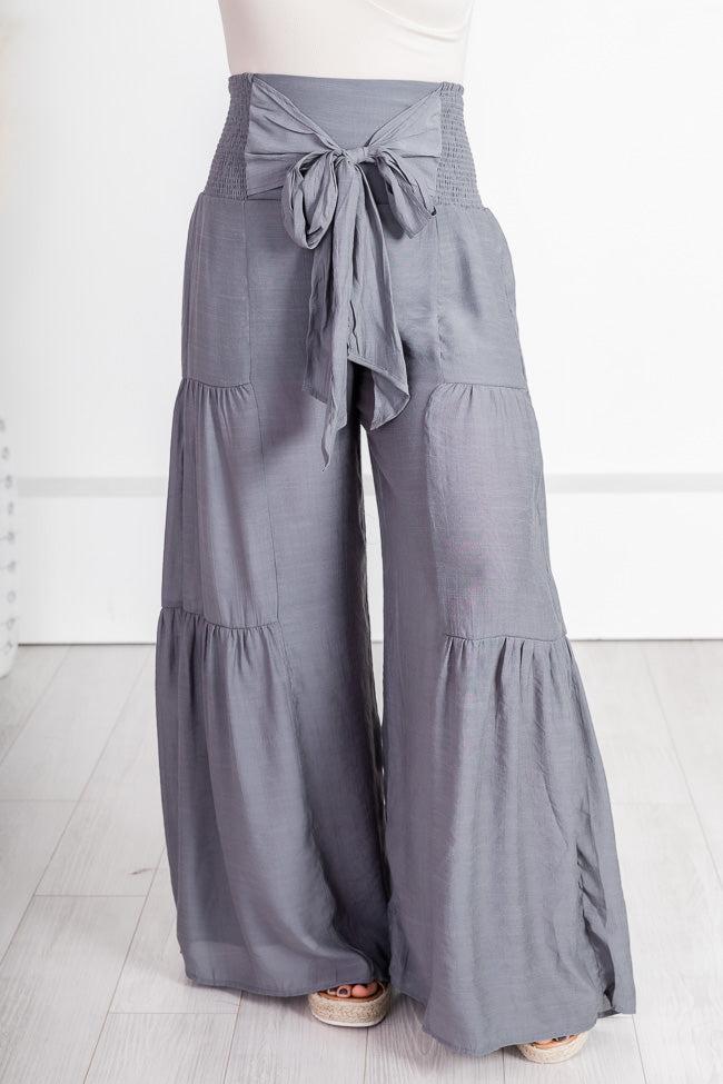 Watching The Sunrise Dark Grey Wide Leg Pants FINAL SALE Product Image