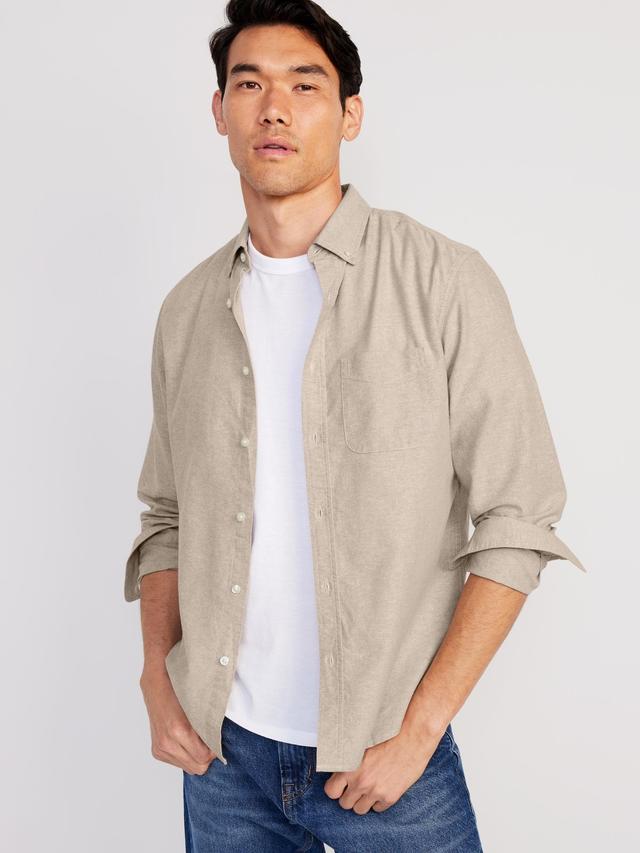 Old Navy Regular-Fit Non-Stretch Everyday Oxford Shirt for Men - Warm Khaki - male - Size: XXXXL Product Image