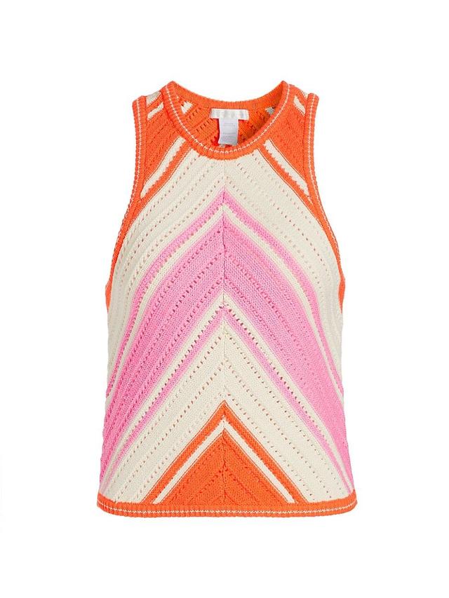 Womens Chevron Cotton Crochet Tank Product Image