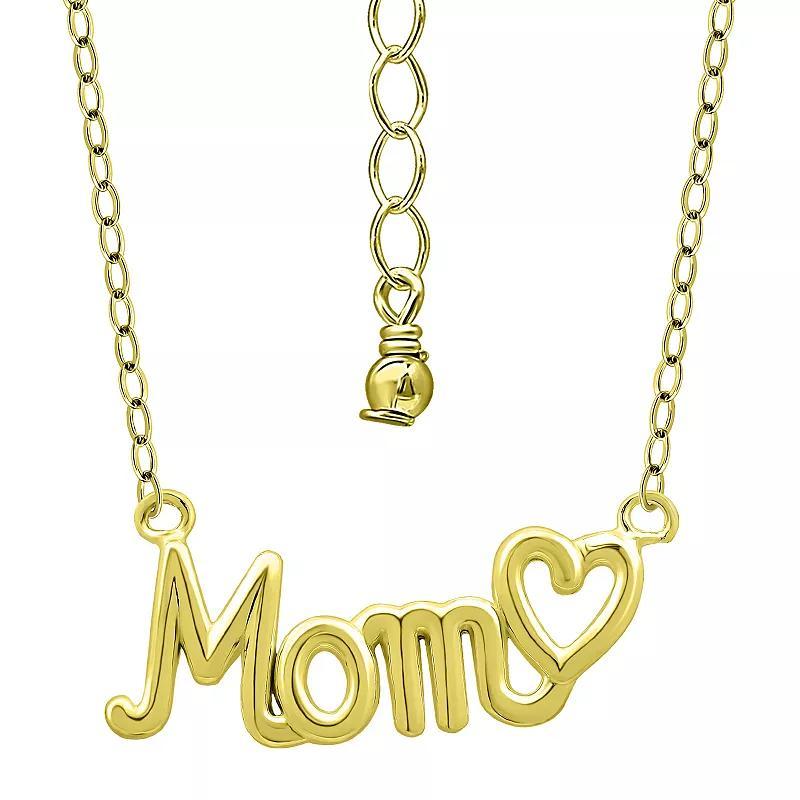 Aleure Precioso Sterling Silver Polished Mom with Heart Necklace, Womens Product Image