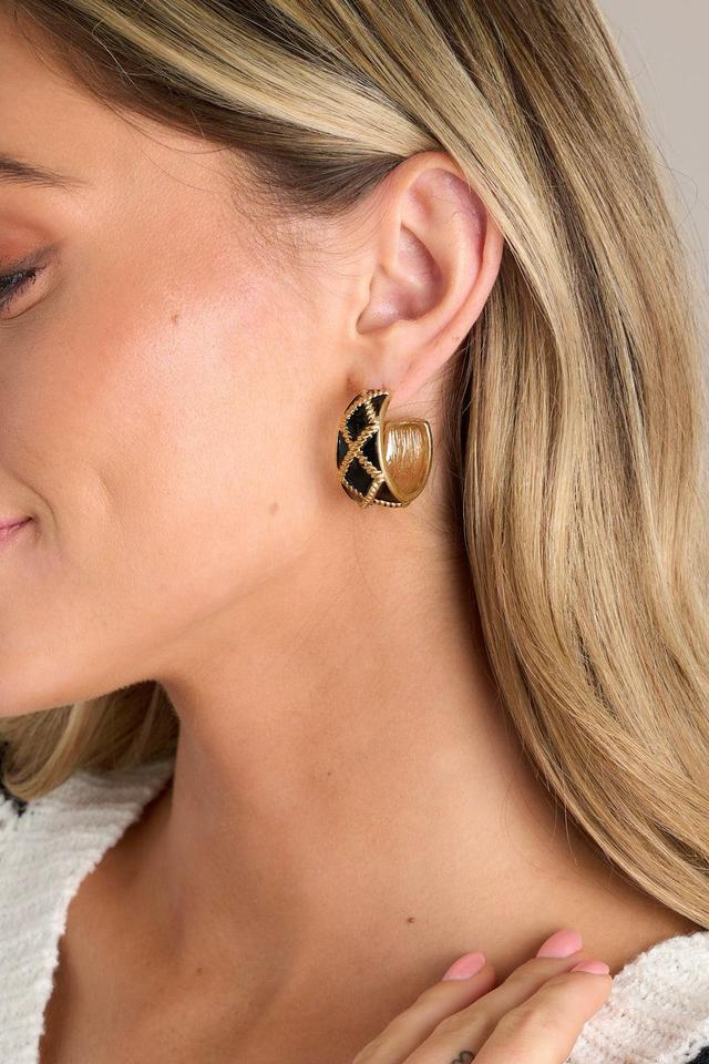 Shadow Luxe Black & Gold Hoop Earrings Product Image