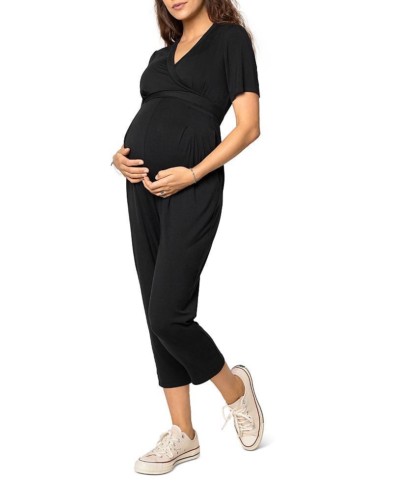 Ingrid & Isabel Crop Jersey Maternity/Nursing Jumpsuit Product Image