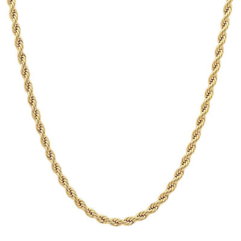 Steel Nation Mens Gold Tone Ion-Plated Rope Link Chain Necklace Silver Product Image