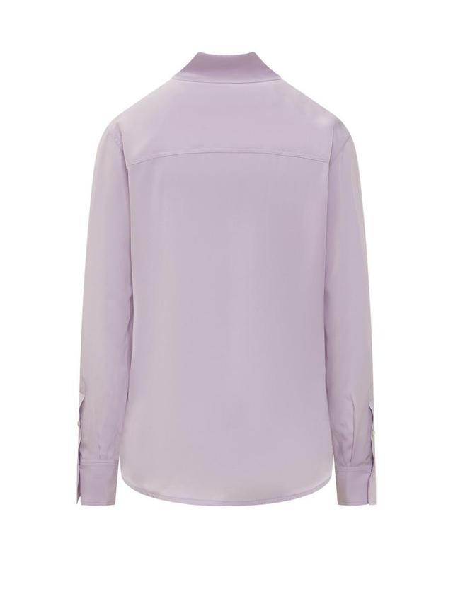 Ruffled Silk Shirt In Lilac Product Image