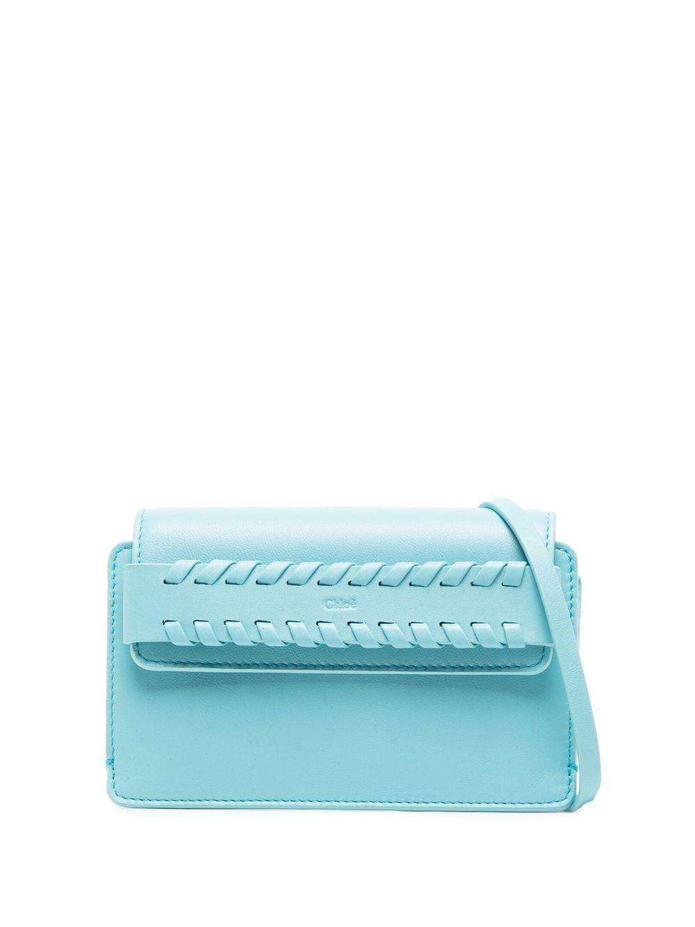 Braided-leather Crossbody Bag In Light Blue Product Image