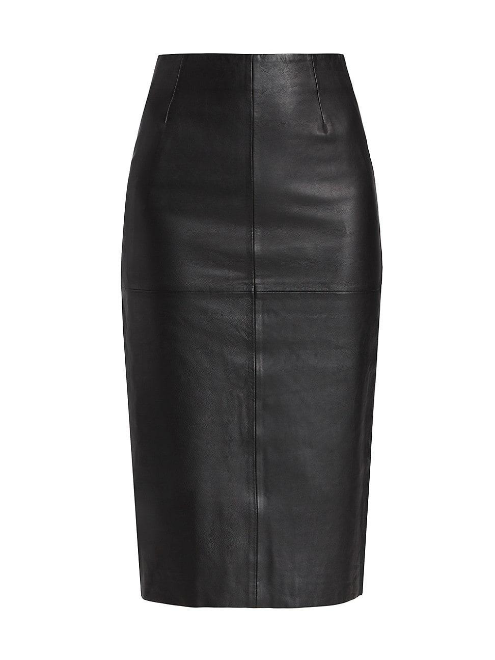 Womens Veda Bedford Leather Midi-Skirt product image