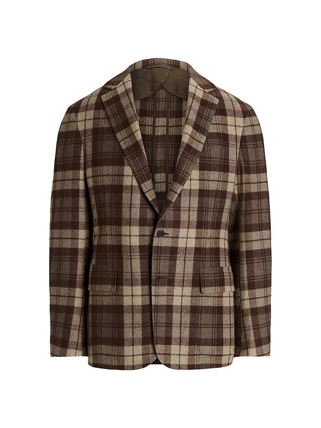 Mens Hadley Plaid Cashmere Two-Button Jacket Product Image