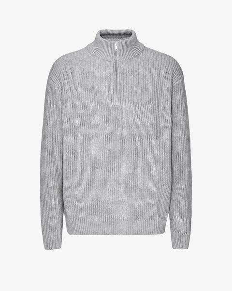 Merino Quarter Zip - Heather Grey Product Image