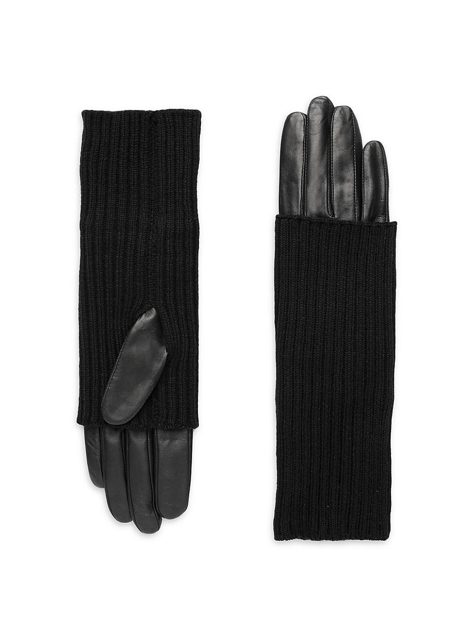 Womens Touch Tech Leather & Knit Gloves Product Image