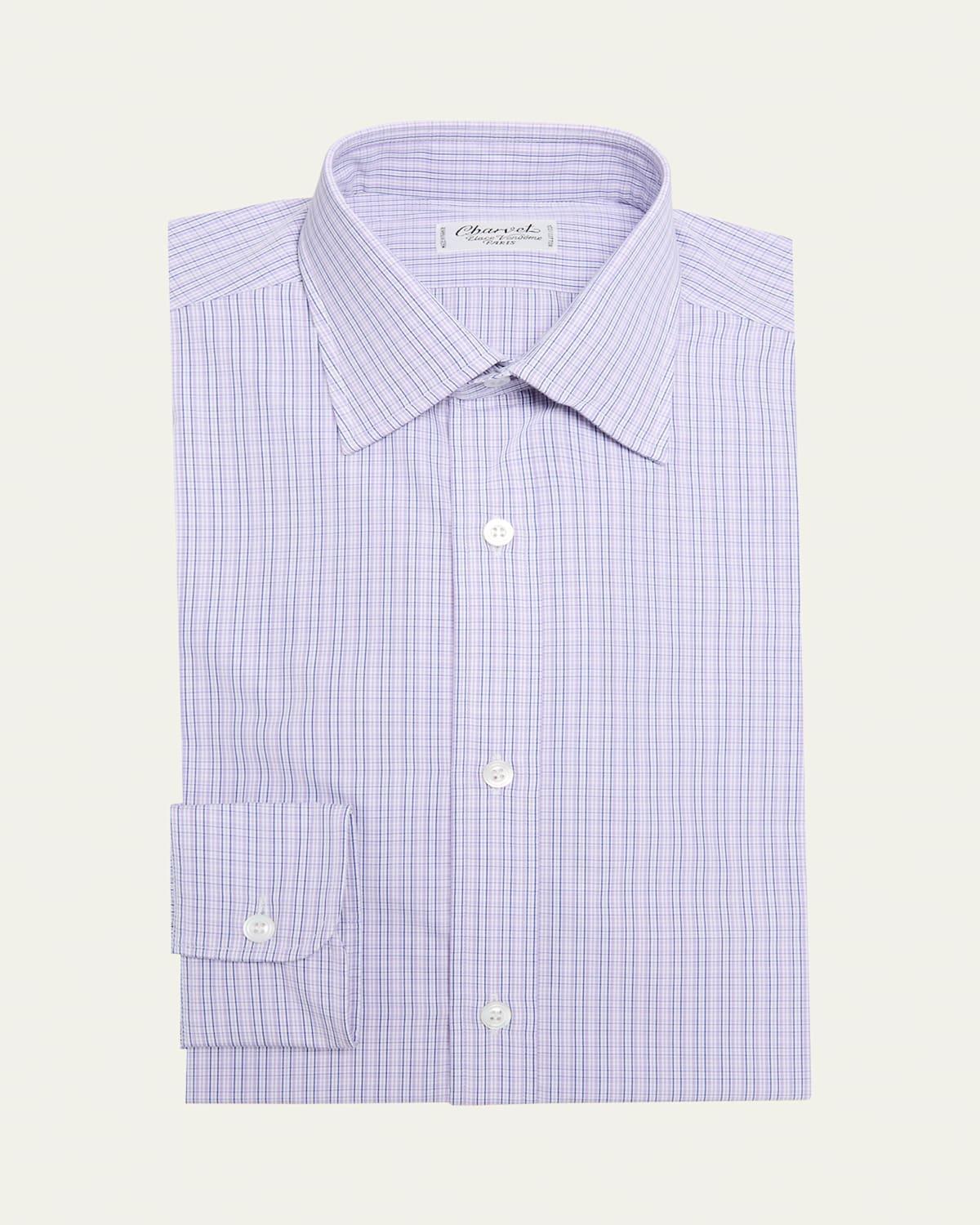 Mens Cotton Micro-Check Dress Shirt Product Image