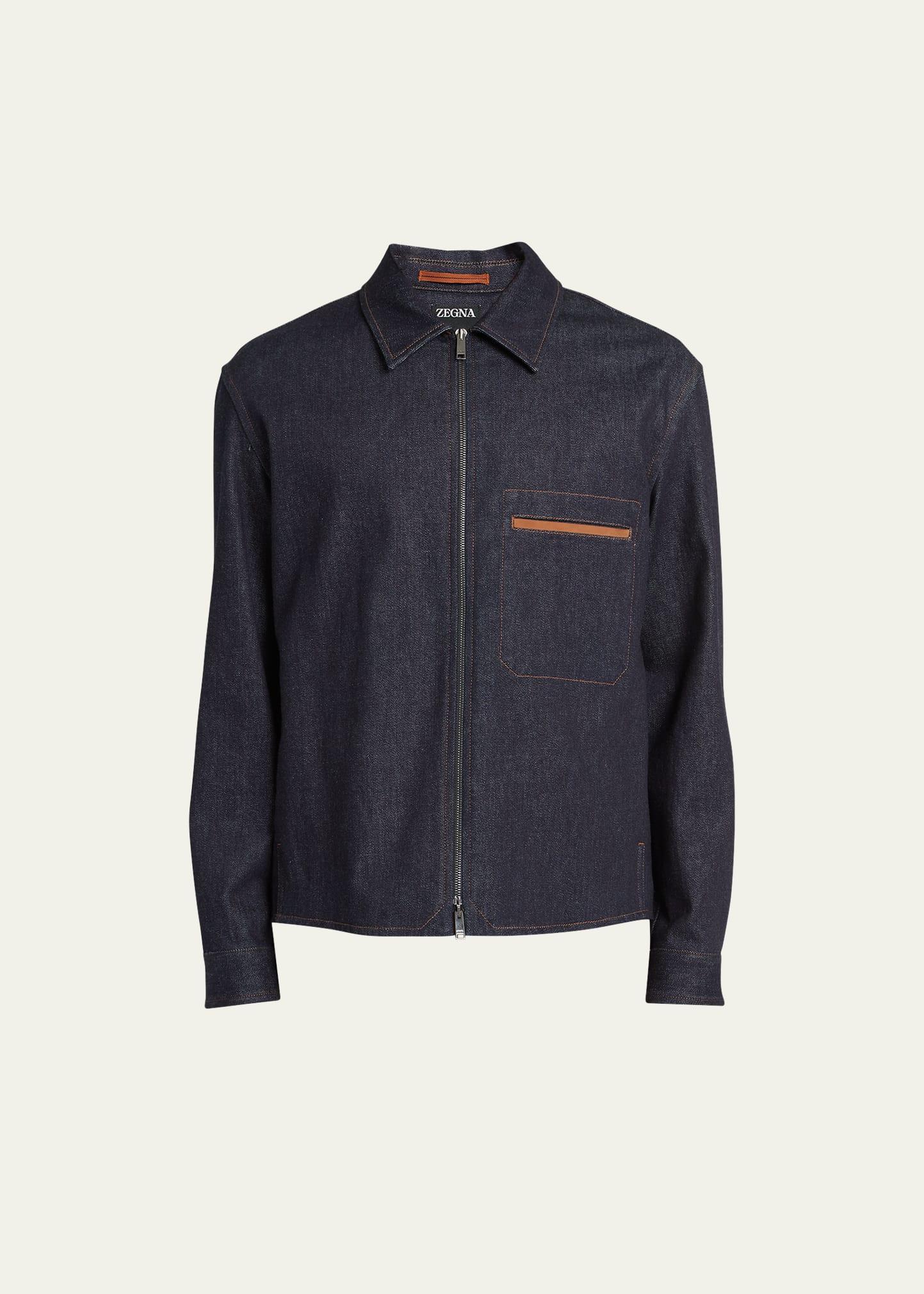 Mens Comfort Cashmere-Cotton Denim Overshirt Product Image