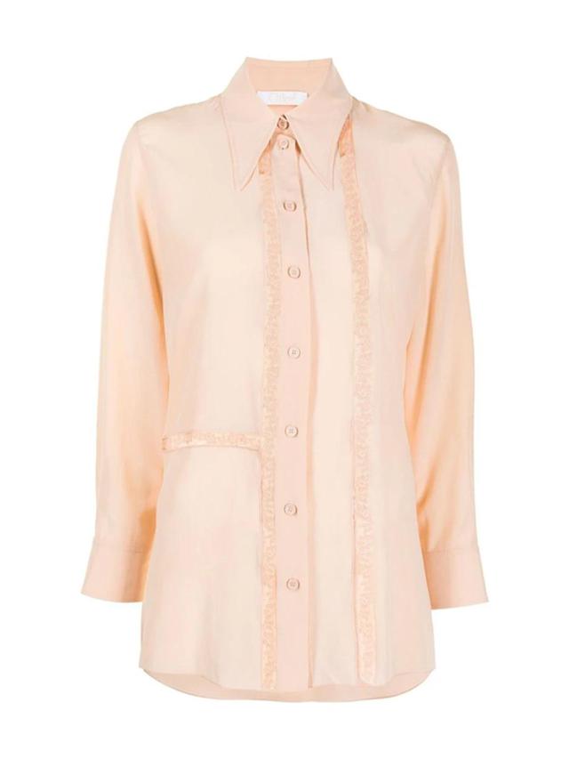 Lace Trim Shirt In Neutrals Product Image