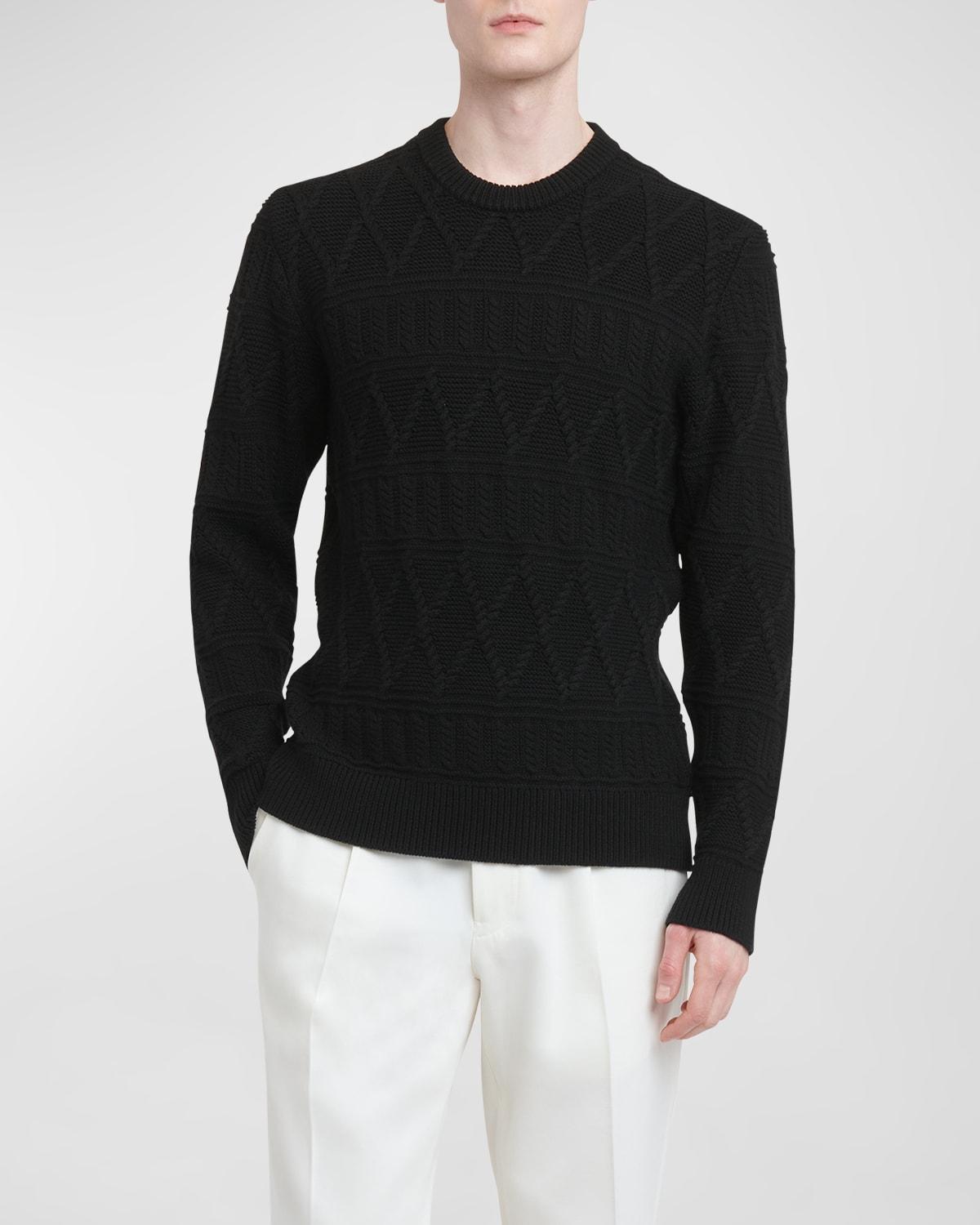 Mens Wool Jacquard Crewneck Sweater Product Image