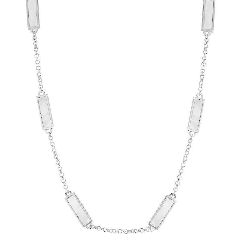 Sunkissed Sterling Mother-of-Pearl Bar Necklace, Womens, Silver Tone Product Image