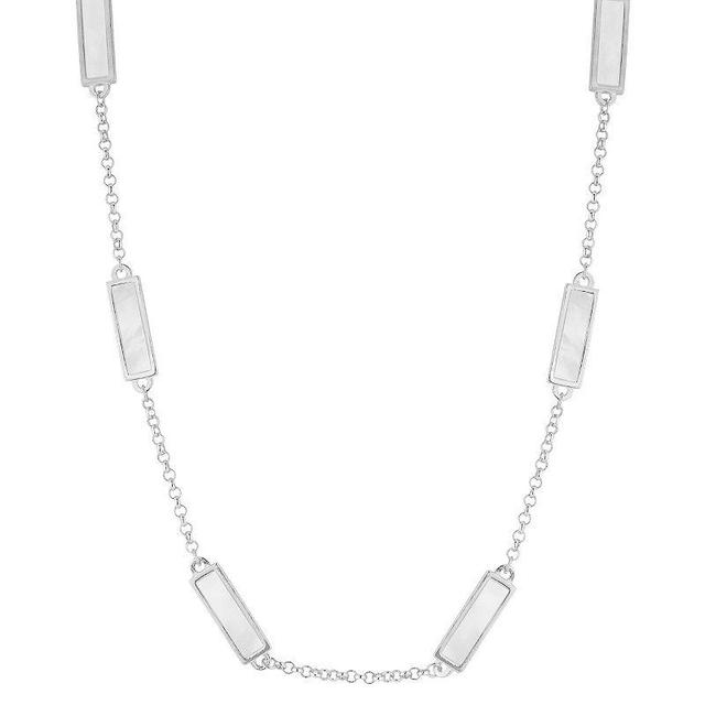 Sunkissed Sterling Mother-of-Pearl Bar Necklace, Womens, Silver Tone Product Image