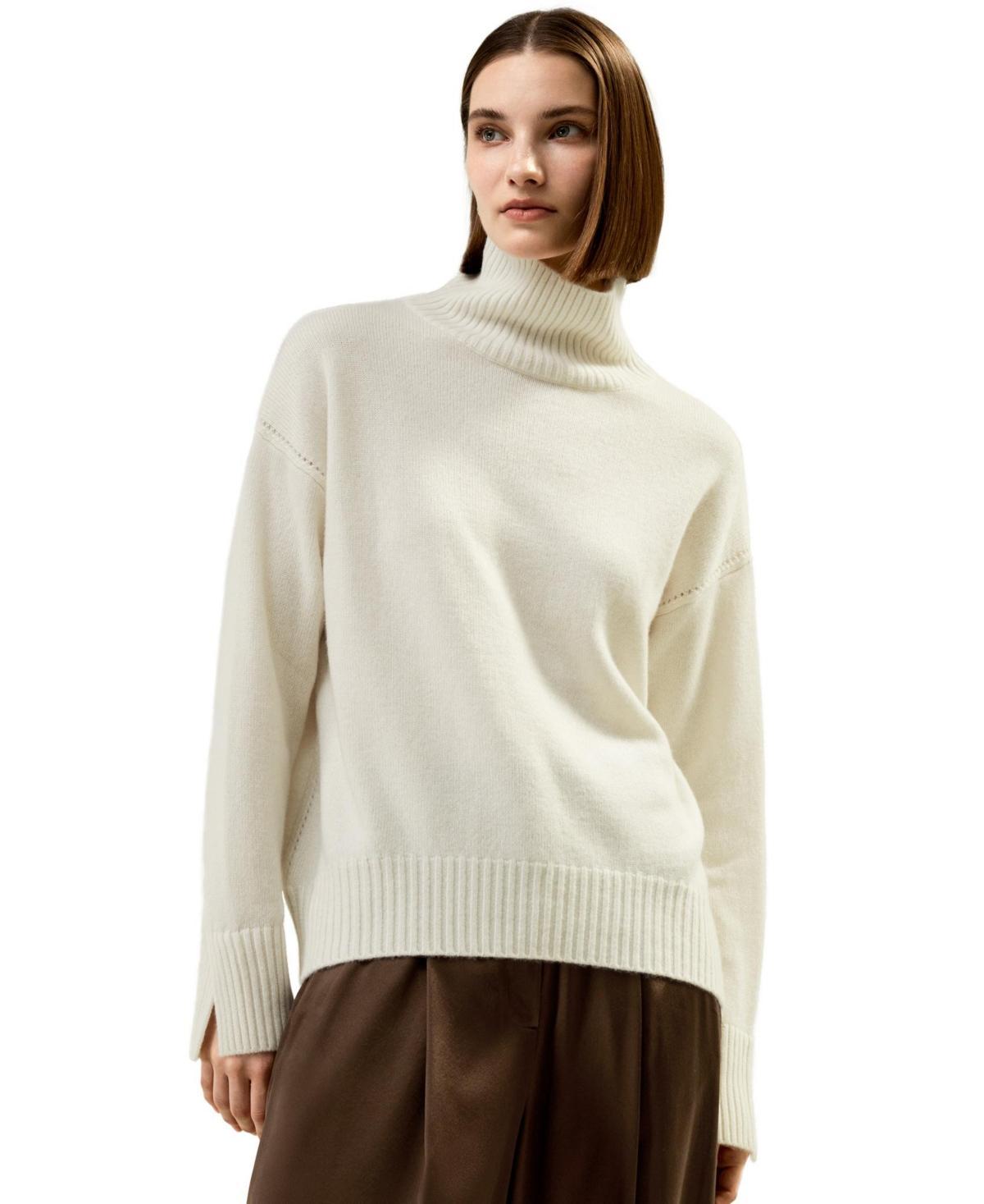 Turtleneck Relaxed-Fit Cashmere Sweater for Women Product Image