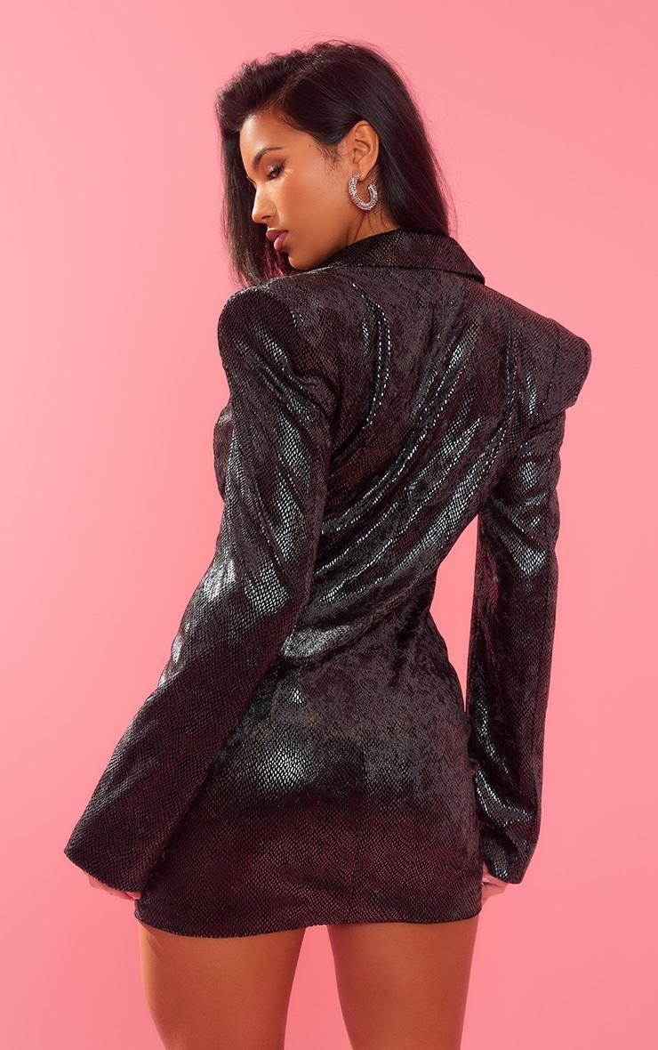 Black Snakeskin Velvet Oversized Blazer Dress Product Image