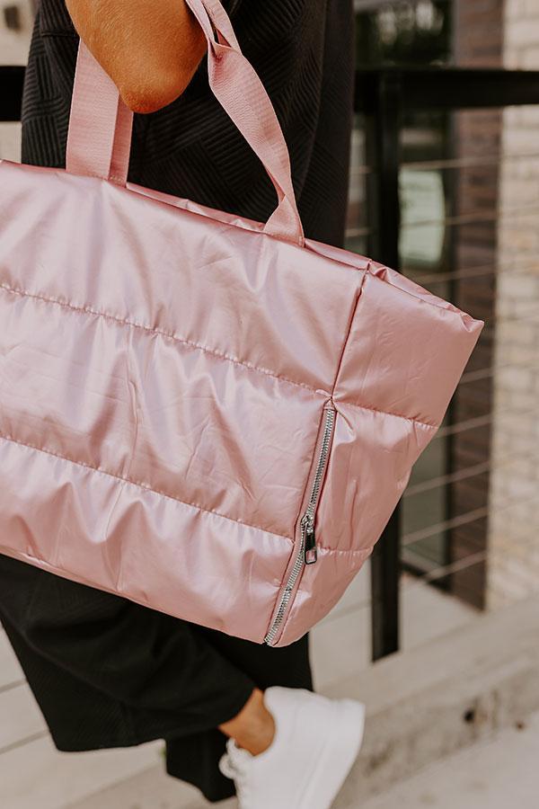 Weekend Getaway Puffer Tote in Pink Product Image