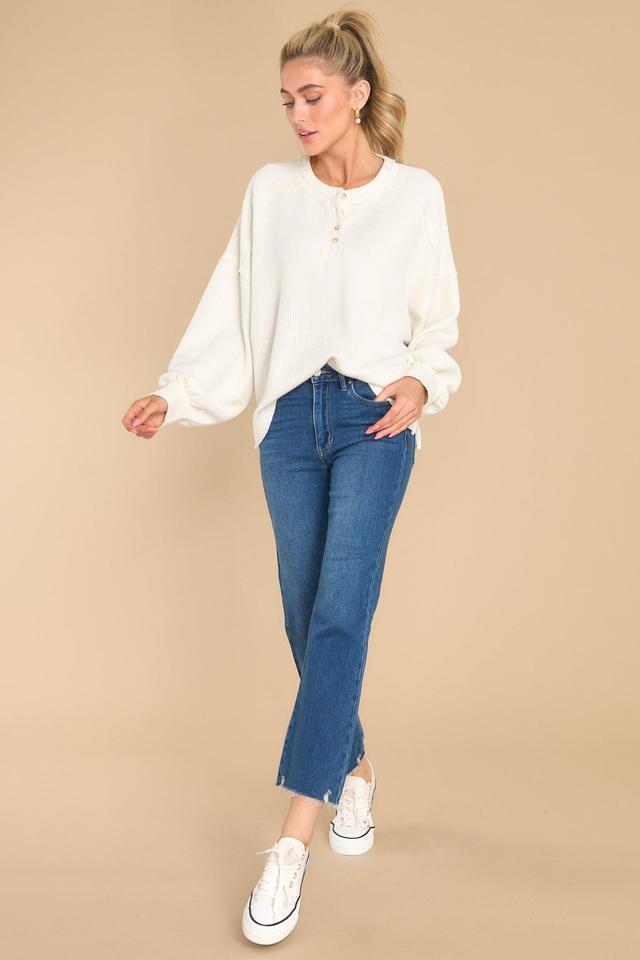 Infinite Comfort Ivory Knit Long Sleeve Top Product Image