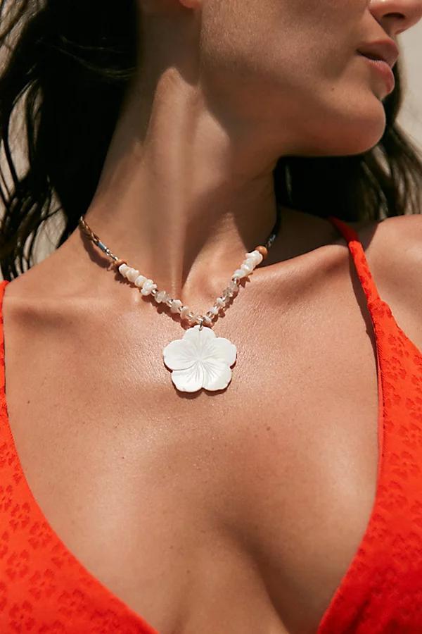 Hibiscus Flower Beaded Necklace Womens at Urban Outfitters Product Image