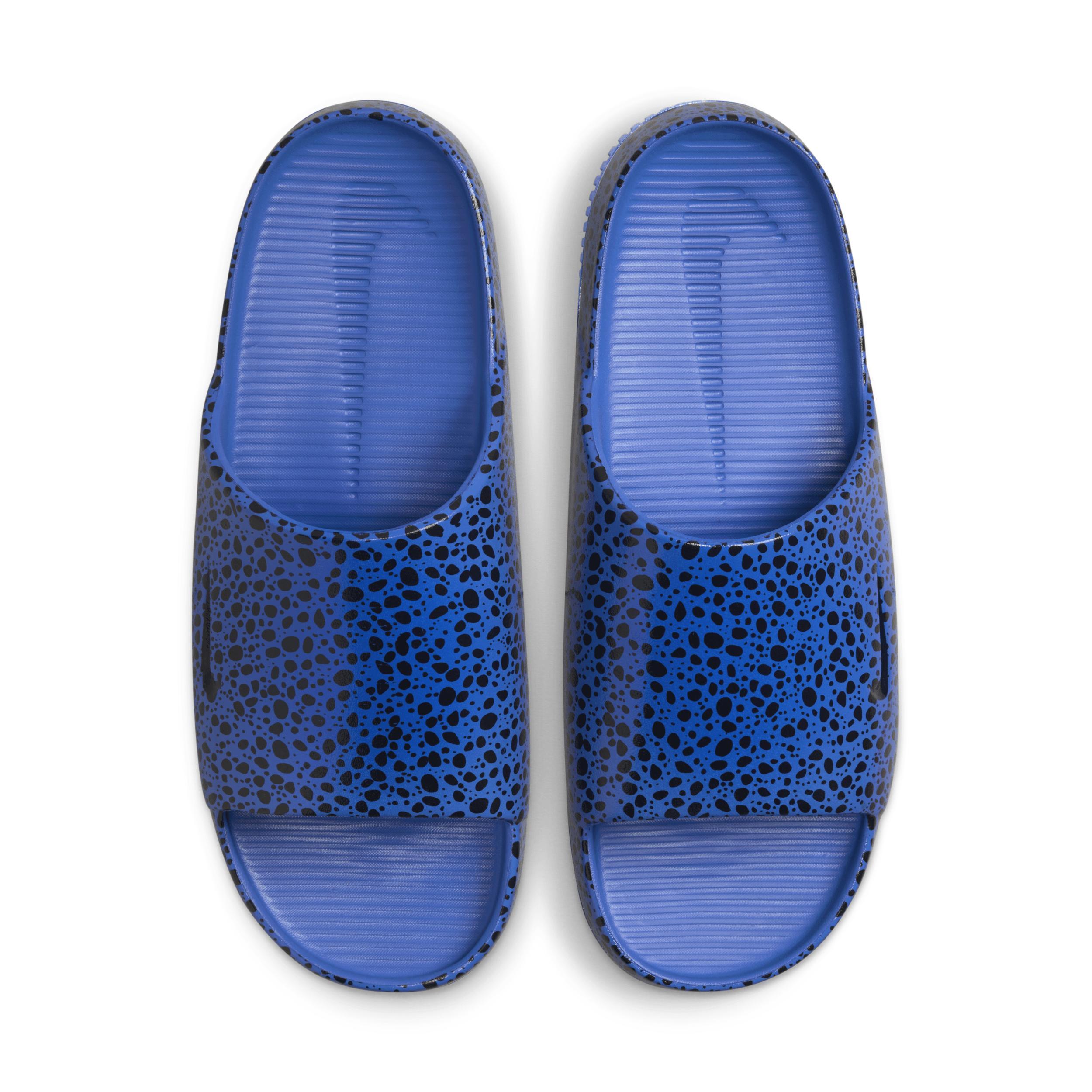 NIKE Mens  Calm Slides Print Ns In Racer Blue/dk Obsidian/racer Blue Product Image