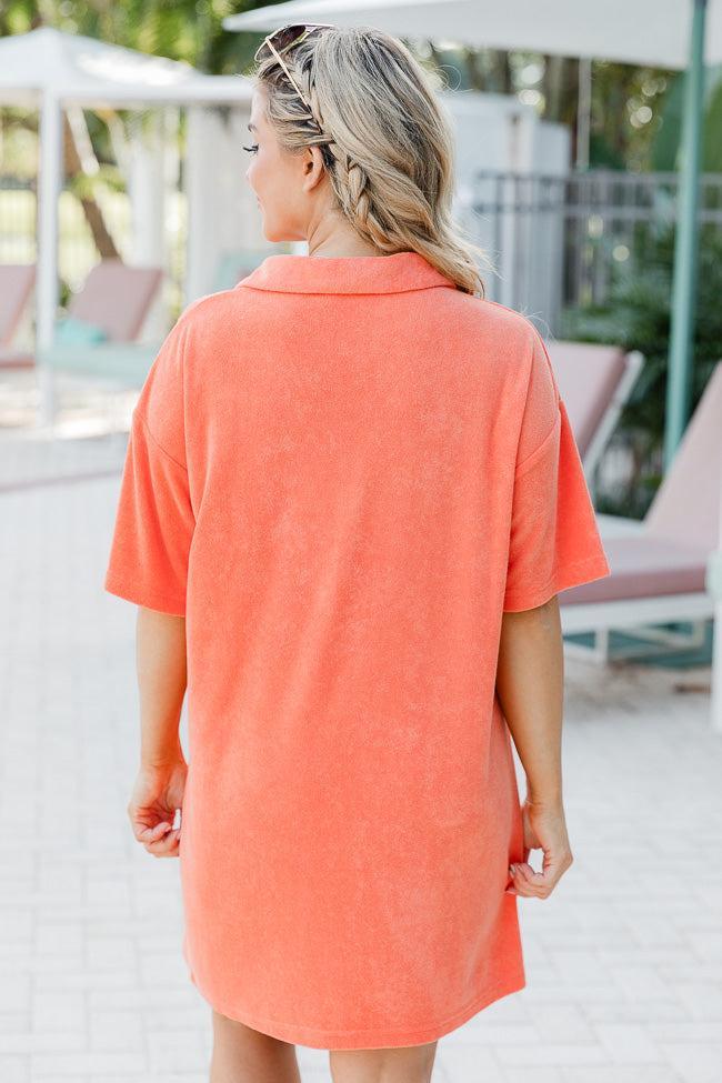 We're Better Together Coral Terry Button Front T-Shirt Dress FINAL SALE Product Image