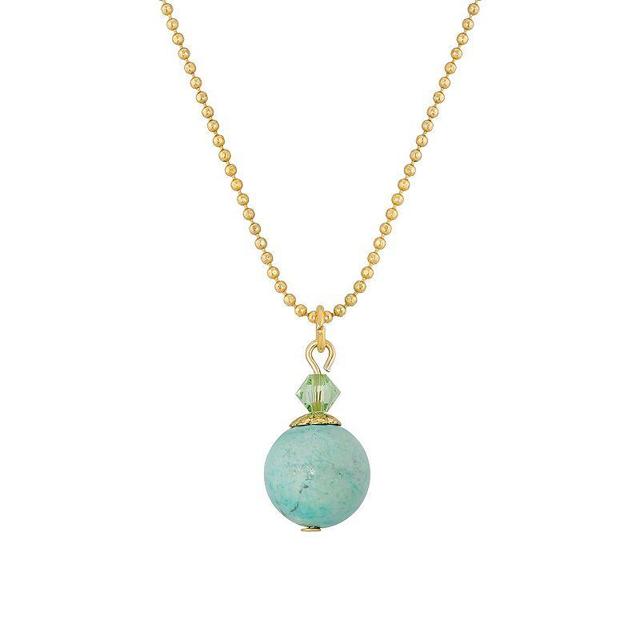 1928 Gold Tone Semi-Precious Turquoise Beaded Pendant Necklace, Womens, Blue Product Image