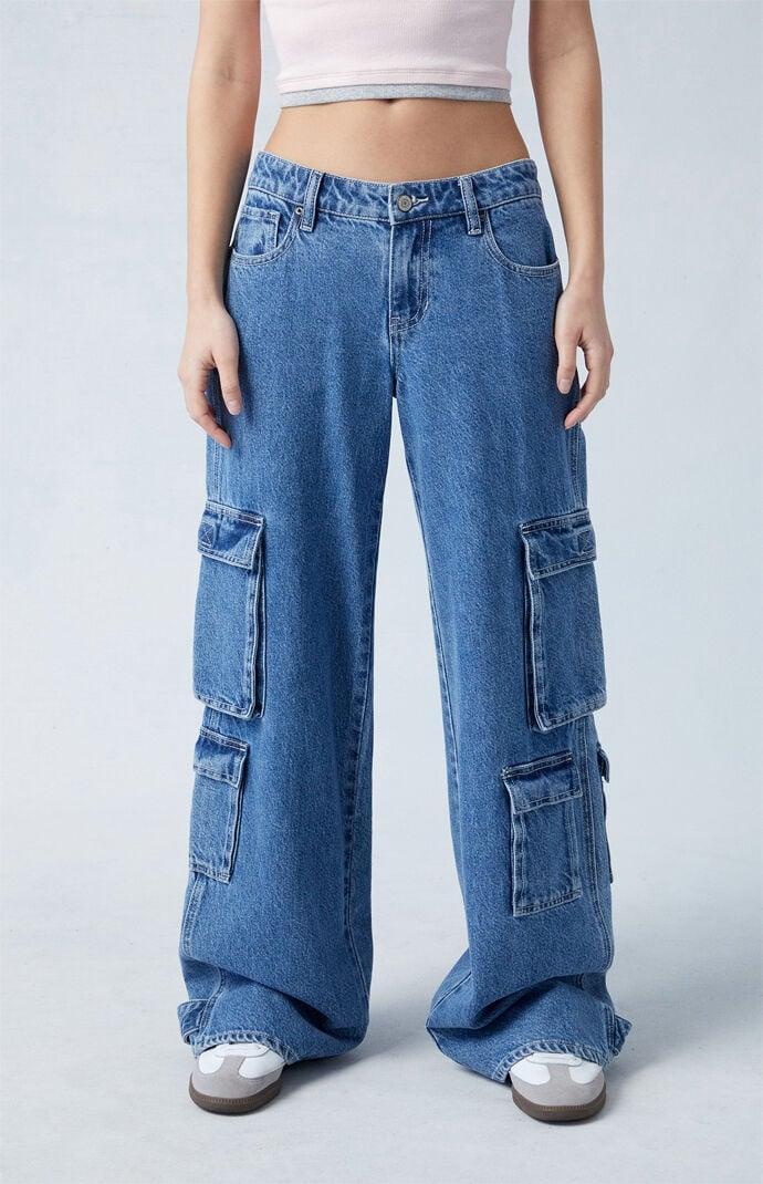 Women's Low Rise Baggy Cargo Jeans - Product Image