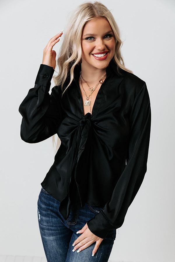 Nashville Lights Front Tie Top In Black Product Image