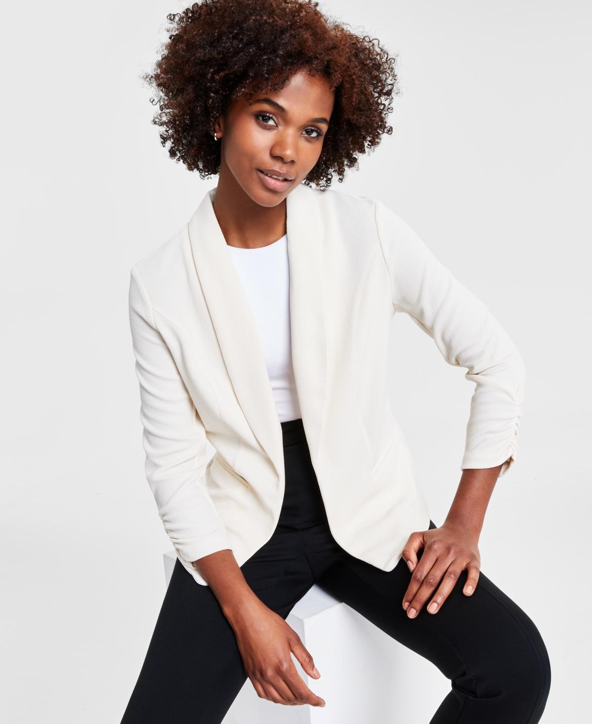 Bar Iii Womens Ruched 3/4-Sleeve Knit Blazer, Created for Macys Product Image