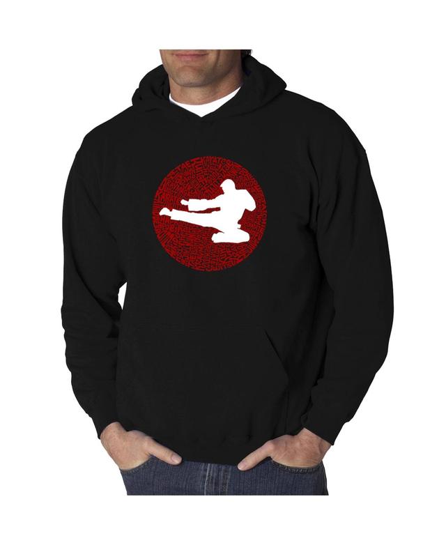 La Pop Art Mens Word Art Hooded Sweatshirt - Types of Martial Arts Product Image