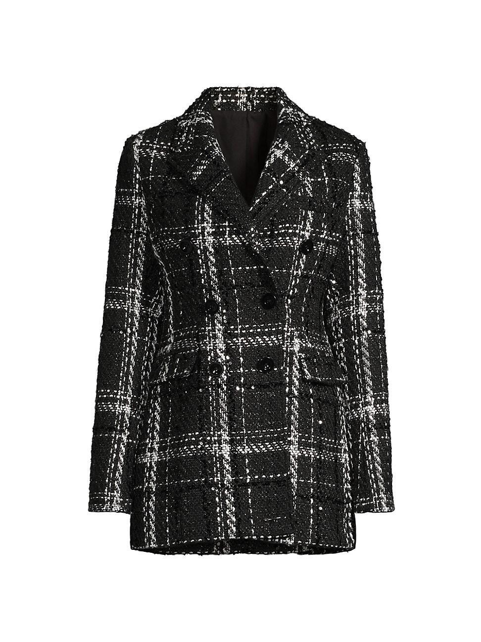 Womens Mia Plaid Tweed Double-Breasted Blazer Product Image