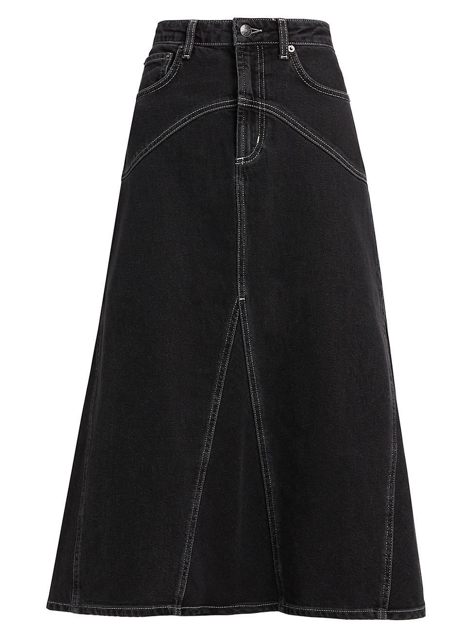 Womens Del Rey Denim A-Line Midi-Skirt Product Image