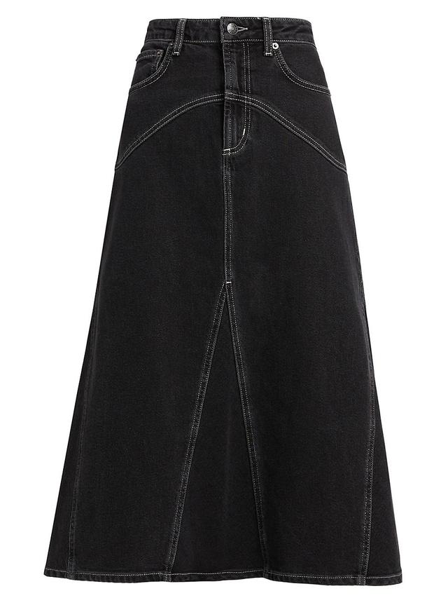 Womens Del Rey Denim A-Line Midi-Skirt Product Image