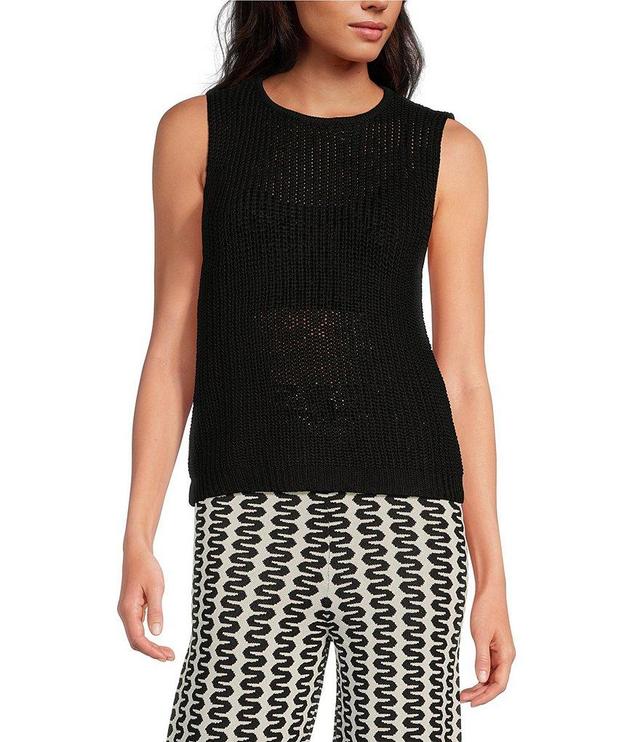 Lucy Paris Kida Crochet Scoop Neck Sleeveless Sweater Tank Product Image