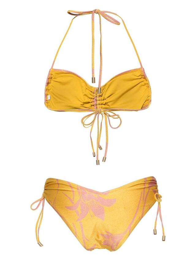 ZIMMERMANN Acadian Ruched-side Bikini Set In Yellow Product Image