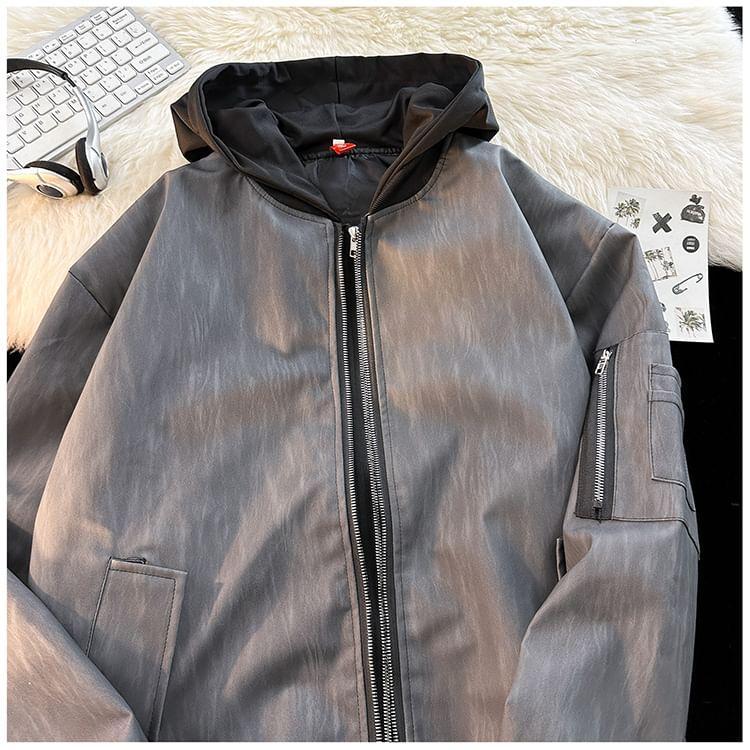 Patterned Hooded Zip Jacket Product Image