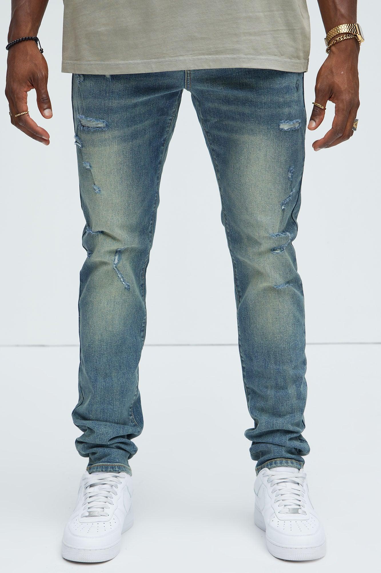 Look At Me Stacked Skinny Jeans - Vintage Blue Wash Product Image