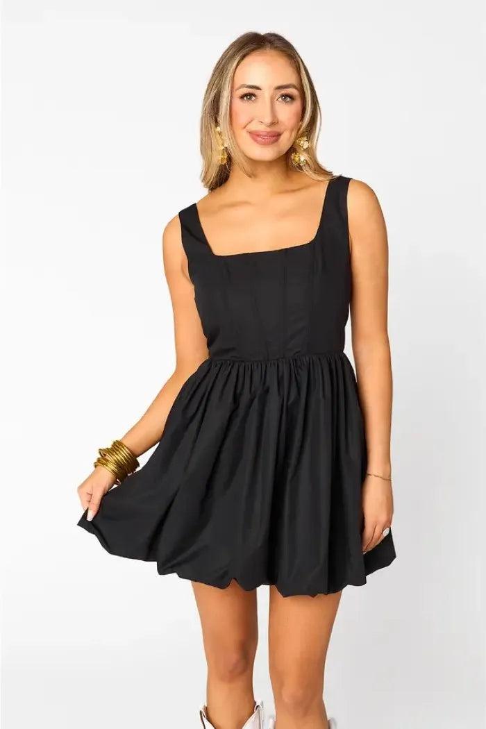 Heidi Black Bubble Mini Dress Product Image