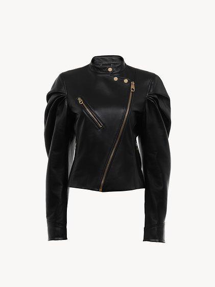 Asymmetrical biker leather jacket Product Image