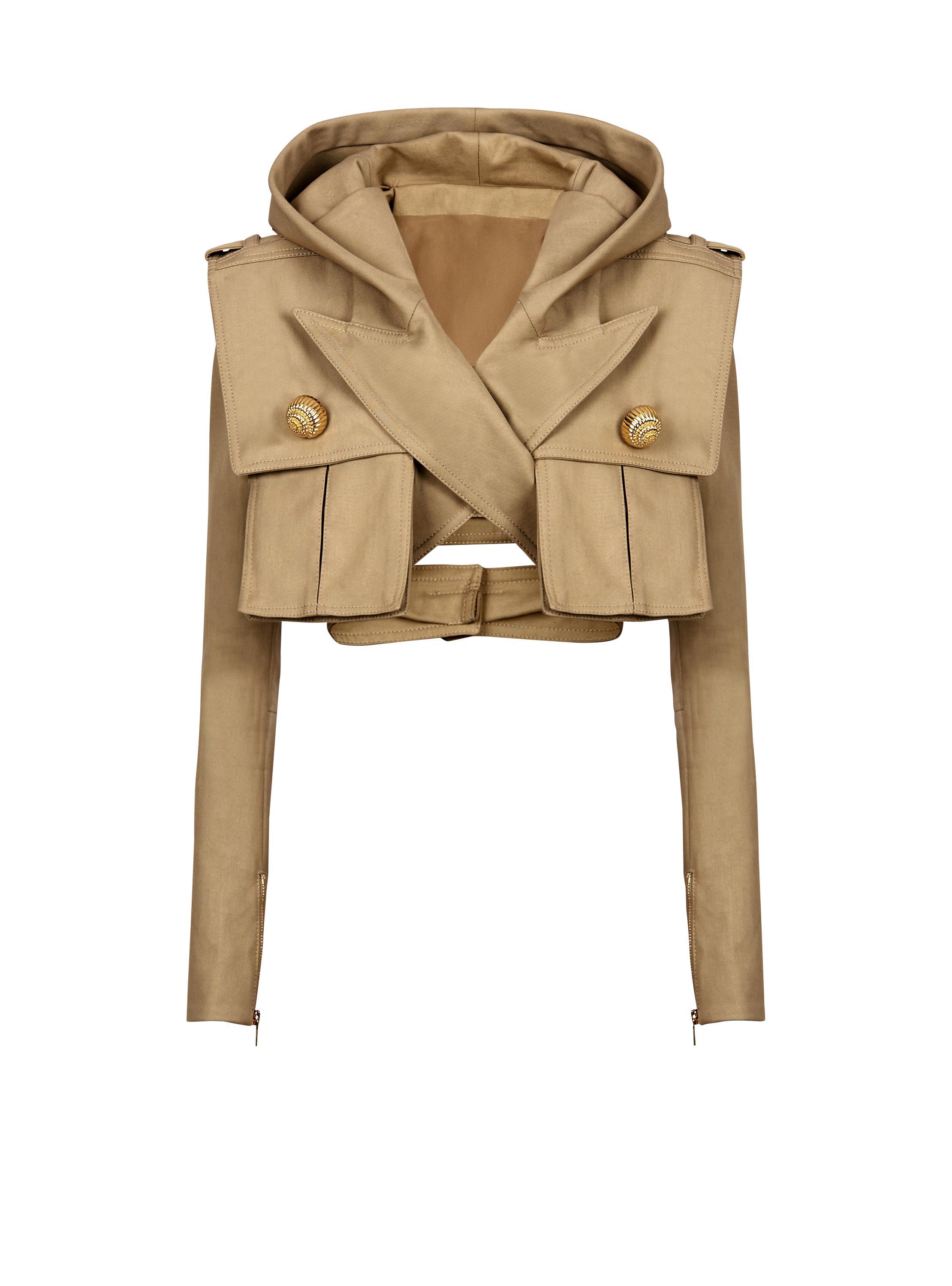 Cotton cropped hooded jacket Product Image