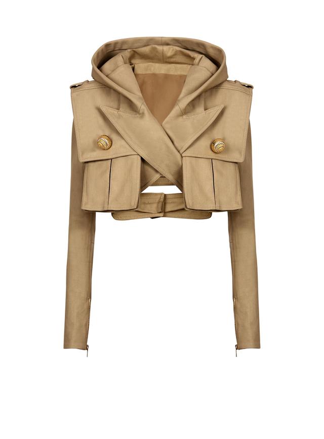 Cotton cropped hooded jacket Product Image